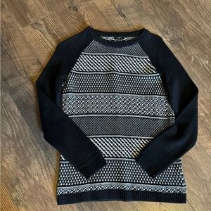 Talbots Black and White Patterned Sweater, Size Petite Medium